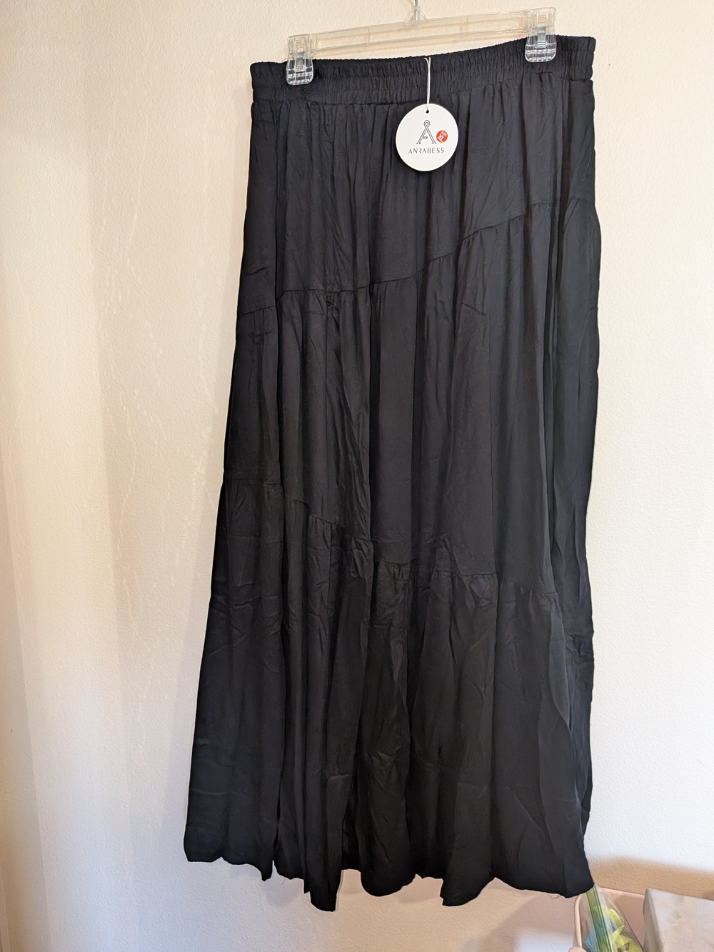 Black Tiered Maxi Skirt — Women's Elastic Waist